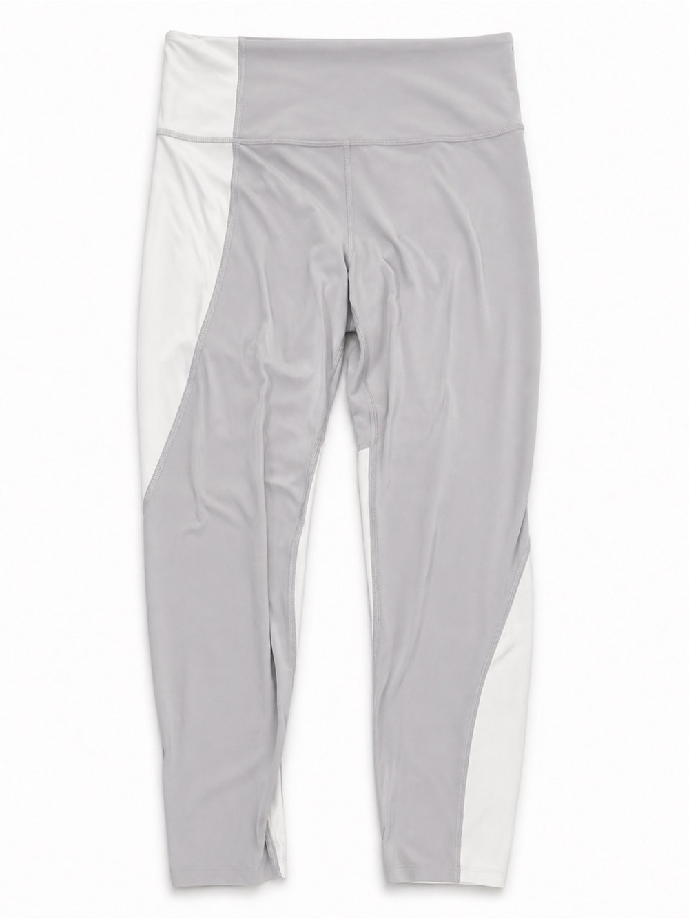 Athleta Color Block Gray White Leggings Size M Gym Fitness